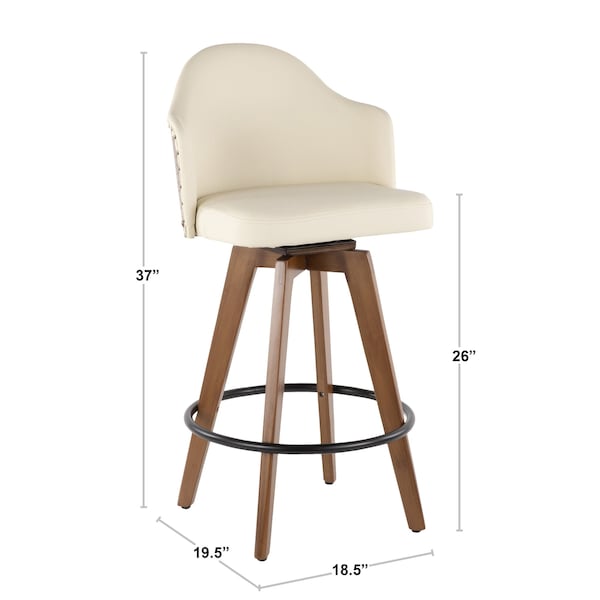 Ahoy Counter Stool In Walnut And Black Faux Leather